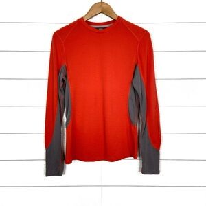 IBEX Wool Baselayer Long Sleeve Top Orange Gray Womens Medium